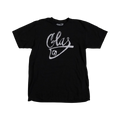 Glas Apparel Chalkie Tee in black 100% combed cotton featuring a white chalk-style graphic logo on the chest