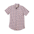 Glas Apparel Hayes short sleeve button-down shirt in a red, white, and blue plaid pattern made of 100% combed cotton