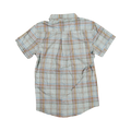 Glas Apparel Hayes short sleeve shirt in a light blue and tan plaid pattern made from 100% combed cotton