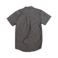 Back view of a Glas Apparel Protrero short sleeve shirt in charcoal grey, featuring a classic button-down collar.